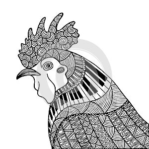 Decorative zentangle rooster