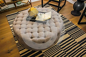 Decorator Tray On Upholstered Ottoman