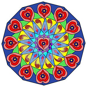 Decortive Astroniras Mandala with a red hearts