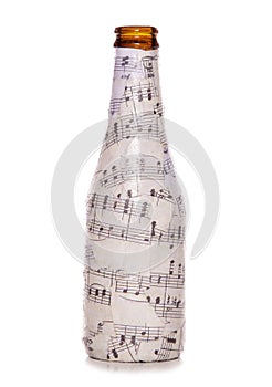 Decoupage music beer bottle photo