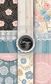 Decoupage sheet, rustic wooden lace paper with handwritten text, pastel colors, background for smartphone