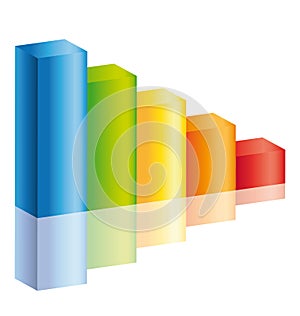 Decrease colorful stick diagram icon photo