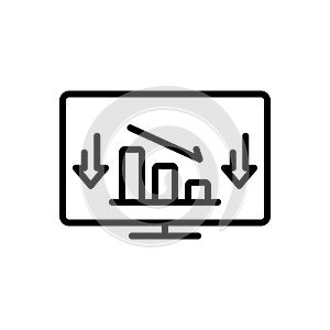 Black line icon for Decrease, lessen and reduce