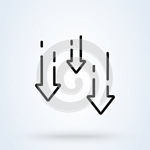 Decrease reduce arrow line icon. vector Simple modern design illustration