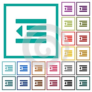 Decrease text indentation flat color icons with quadrant frames photo