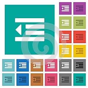 Decrease text indentation square flat multi colored icons