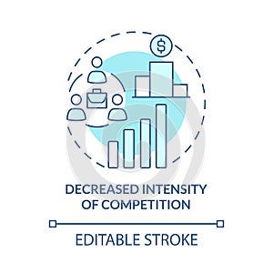 Decreased intensity of competition blue concept icon