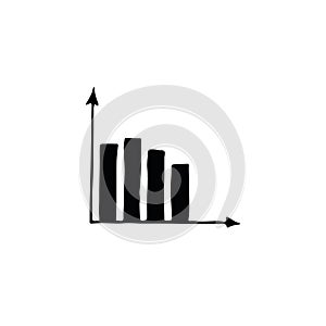 Decreasing bar graph hand drawn in doodle style. business, chart