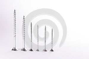 Decreasing Bar Graph Pattern Metal Screws Construction White Background