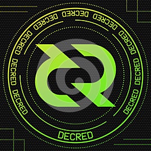Decred DCR vector symbol with cryptocurrency themed background design. photo