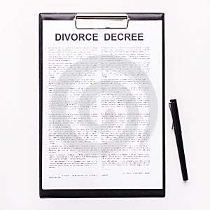 Decree of divorce, dissolution, canceling marriage on white