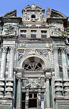 Decrepit Baroque Revival architecture facade
