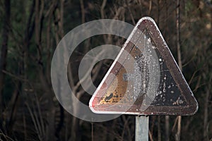 Decrepit warning sign