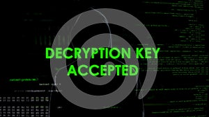 Decryption key accepted, hacker finding password to email with secret data