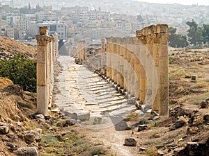 Decumanus in Jerash, Jordan photo