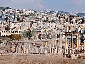 Decumanus in Jerash, Jordan photo
