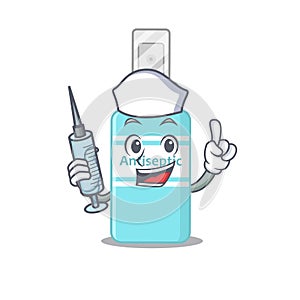 A dedicate antiseptic nurse mascot design with a syringe