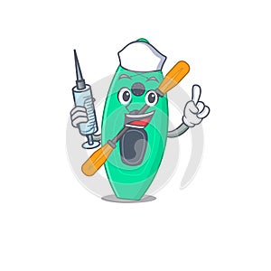 A dedicate canoe nurse mascot design with a syringe