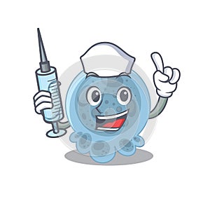 A dedicate pasteurella nurse mascot design with a syringe