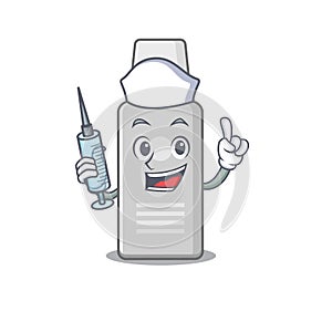 A dedicate shaving foam nurse mascot design with a syringe