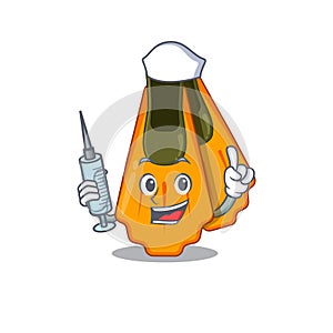 A dedicate swim fins nurse mascot design with a syringe