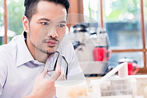 Architect working on the project of a high-quality building