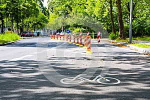Dedicated bikeway on a main road to improve road safety photo