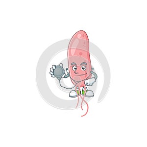 A dedicated Doctor vibrio cholerae Cartoon character with stethoscope