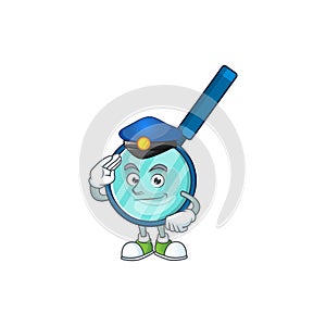 A dedicated Police officer of magnifying glass mascot design style