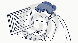 Dedicated programmer coding on computer, focused on development. vector design Generative AI