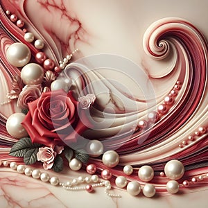Dedication background carve flower rose ted and pearls ai generator