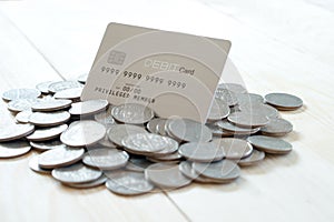 Dedit cards with  coins