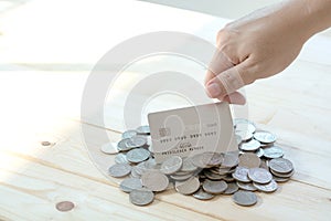 Dedit cards with  coins