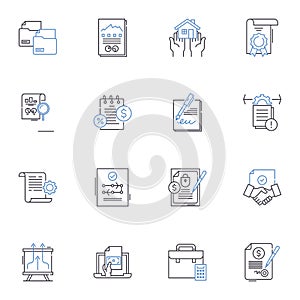deductible line icons collection. Insurance, Expense, Claim, Payment, Cost, Out-of-pocket, Threshold vector and linear