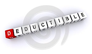 deductible word block on white