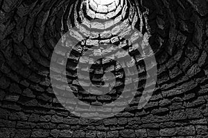 Deep ancient well inside