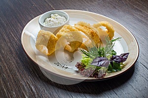 Deep batter fried squid rings calamari