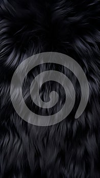 Deep black luxurious fur texture. Fur of black cat, puma, panther, fox, arctic fox, bear, wolf. Animal skin design