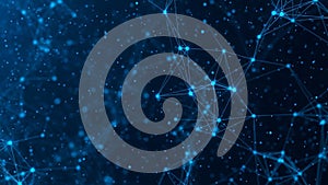 Deep Blue Abstract Background with Glowing Blue Dots and Interconnected Lines dark