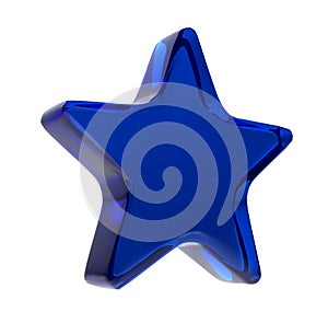 Deep Blue Cobalt Glass Transparent Award Five Pointed Star Icon 3D Rendering Image