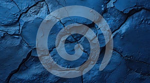 Deep Blue Cracked Surface Texture with Rough Edges and Shadows