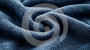 Deep Blue Knitted Fabric Texture Close Up