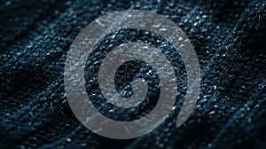 Deep Blue Knitted Fabric Textured Surface Close Up