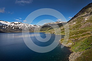 Deep blue lake Djupvatnet in Norway