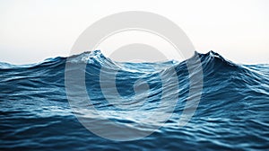 Deep Blue Ocean Waves Surface with Sky Background