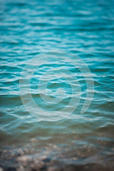 Deep blue sea beach line scene