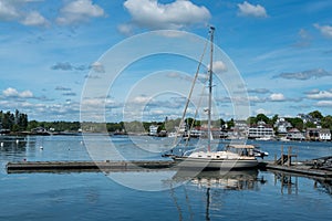 Deep Blue sky over scenic  New England Harbor