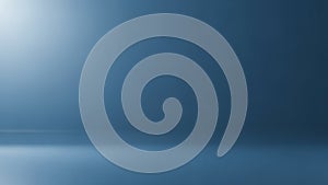 Deep Blue Studio Background With Subtle Light And Reflective Floor empty effect