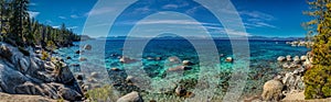 Deep Blue and Turquoise Water at Lake Tahoe Panorama