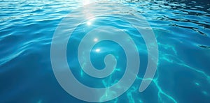 Deep blue water, gentle ripples, sunlit surface, photo, texture, illustration